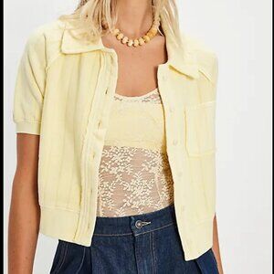 NWT Free People On Point Sweatshirt Polo in Butter